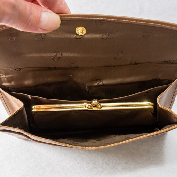 Women's Vintage 80's CHRISTIAN DIOR Honeycomb Tan Brown Canvas Wallet - Picture 6 of 11